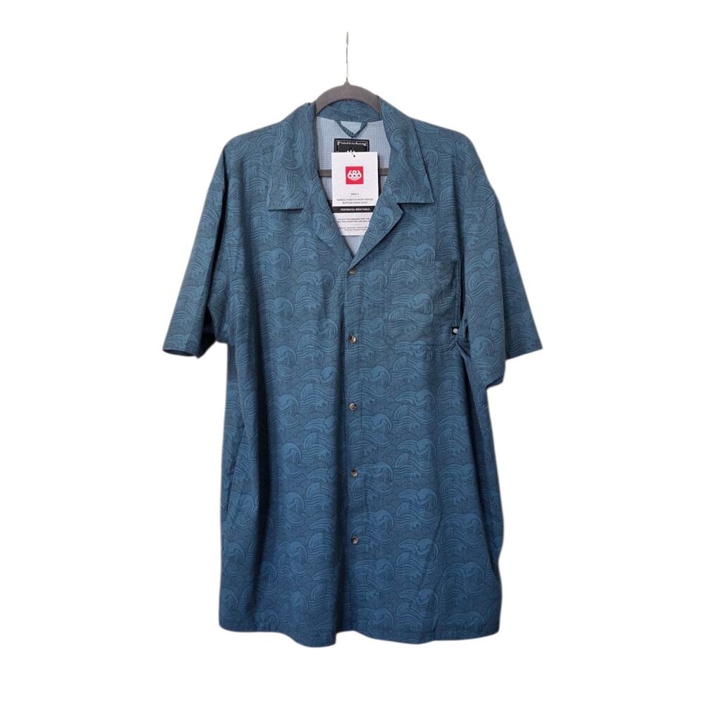 686 Blue Wave Nomad Stretch Perforated Button Down Shirt NWT, Men's XXL